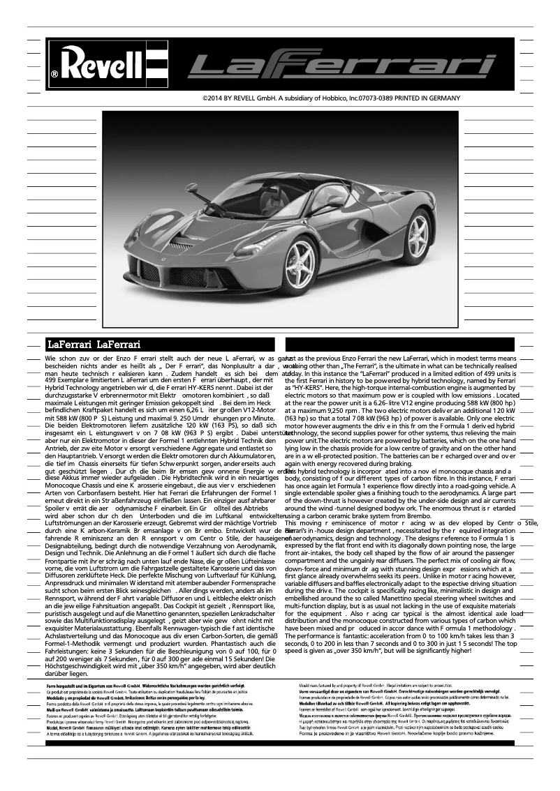 Page 1 of the manual User Manual Revell LaFerrari
