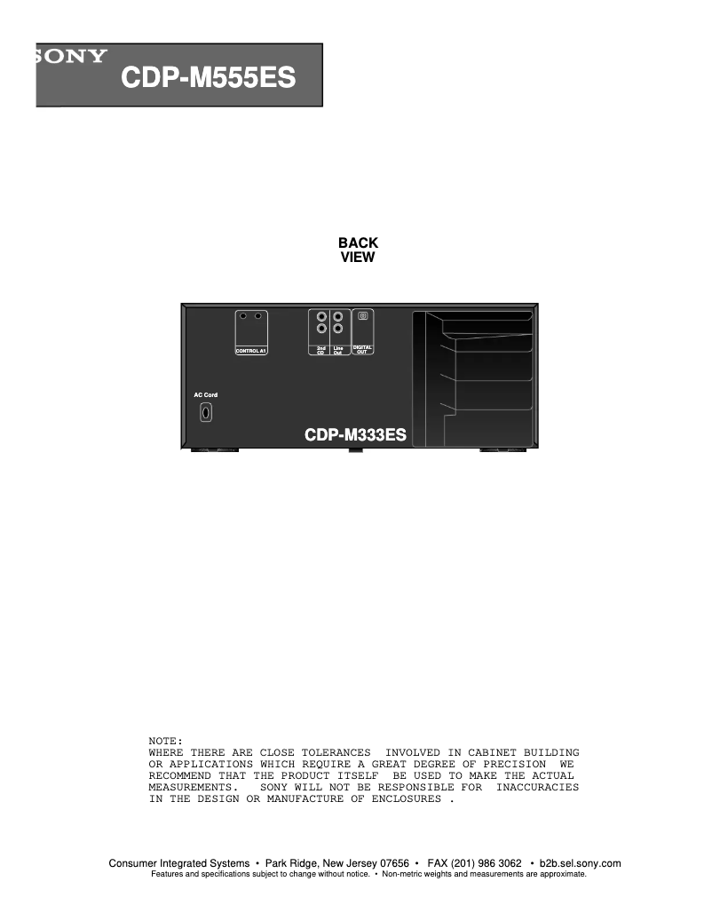 Page 1 of the manual Installation Guide Sony CDP-M333ES