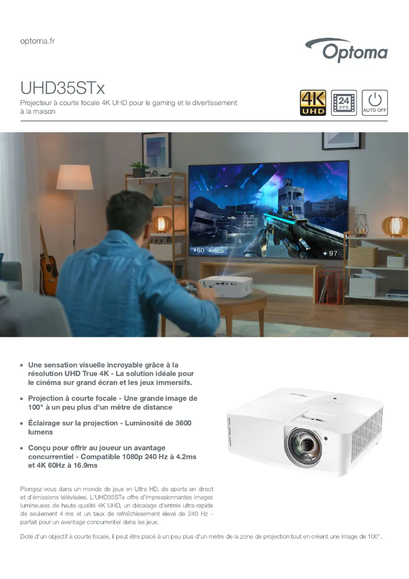 First page image of the manual for UHD35STx