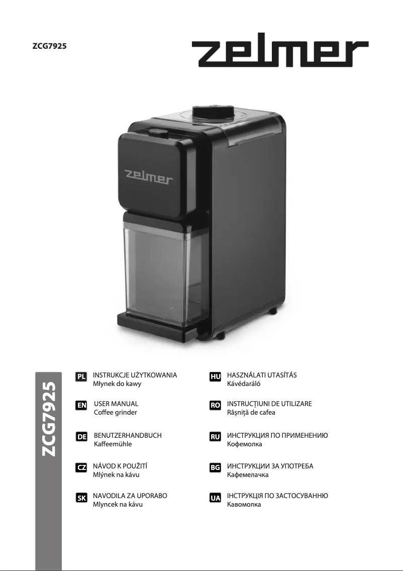 Page 1 de la notice Manuel utilisateur Zelmer ZCG7925