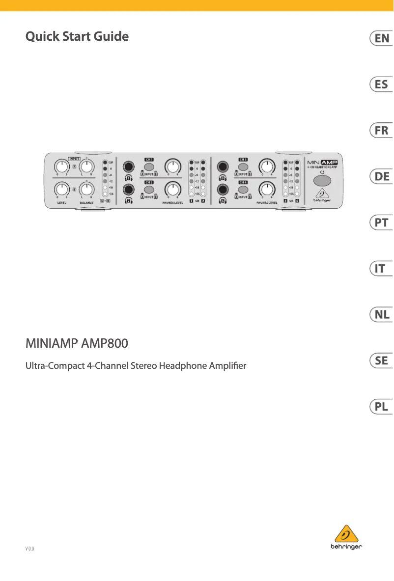First page image of the manual for MINIAMP AMP800