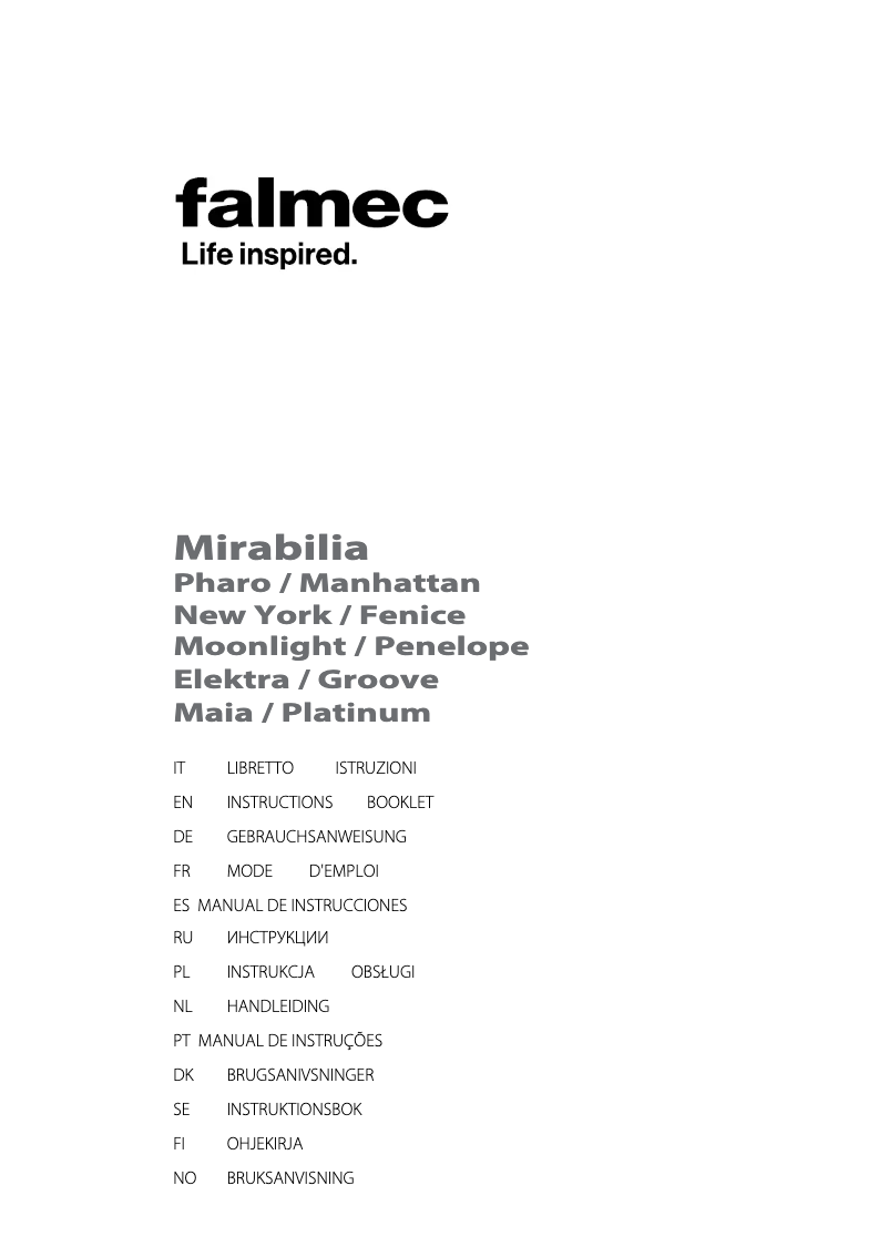 Page 1 of the manual User Manual Falmec Manhattan