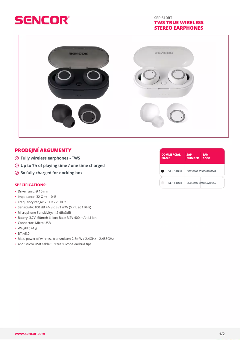 First page image of the manual for SEP 510BT