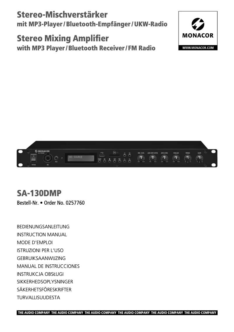 First page image of the manual for SA-130DMP