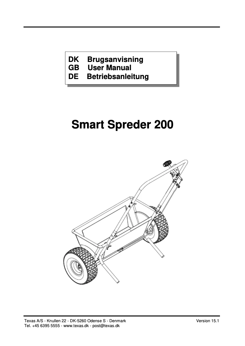 First page image of the manual for Smart Spreader 200