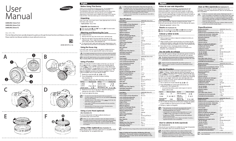 Page 1 of the manual User Manual Samsung EX-W16ANP
