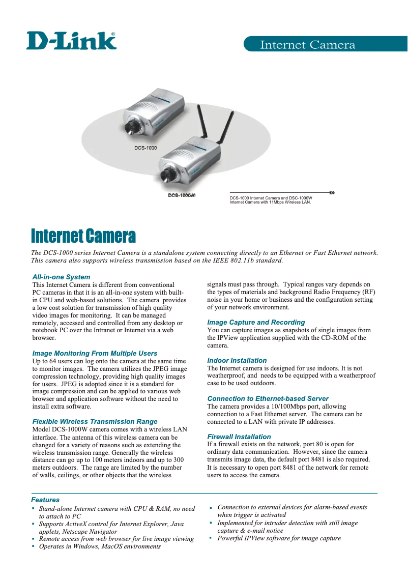 First page image of the manual for DCS-1000