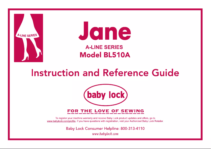 Page 1 of the manual User Manual Baby Lock Jane BL510A