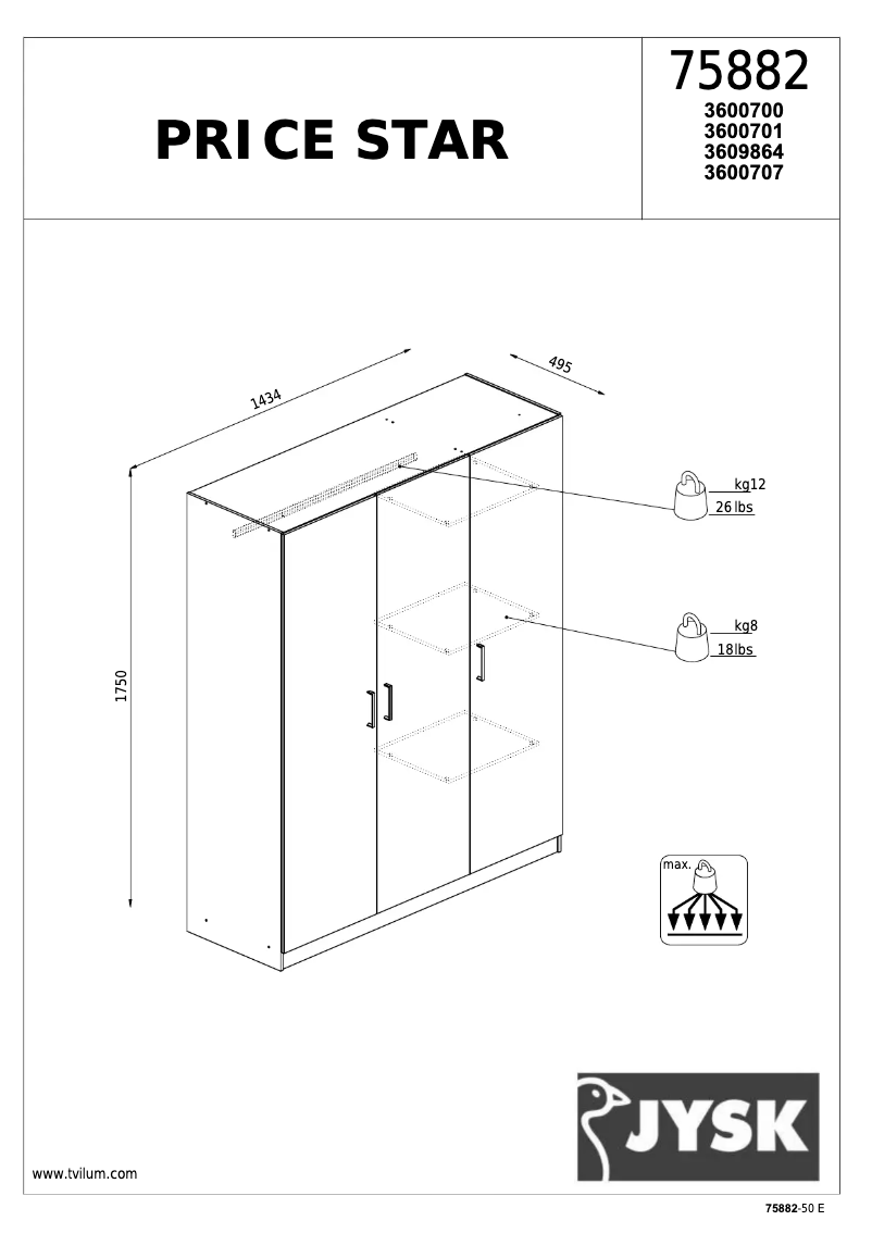 Page 1 of the manual User Manual JYSK Price Star (145x176x50)