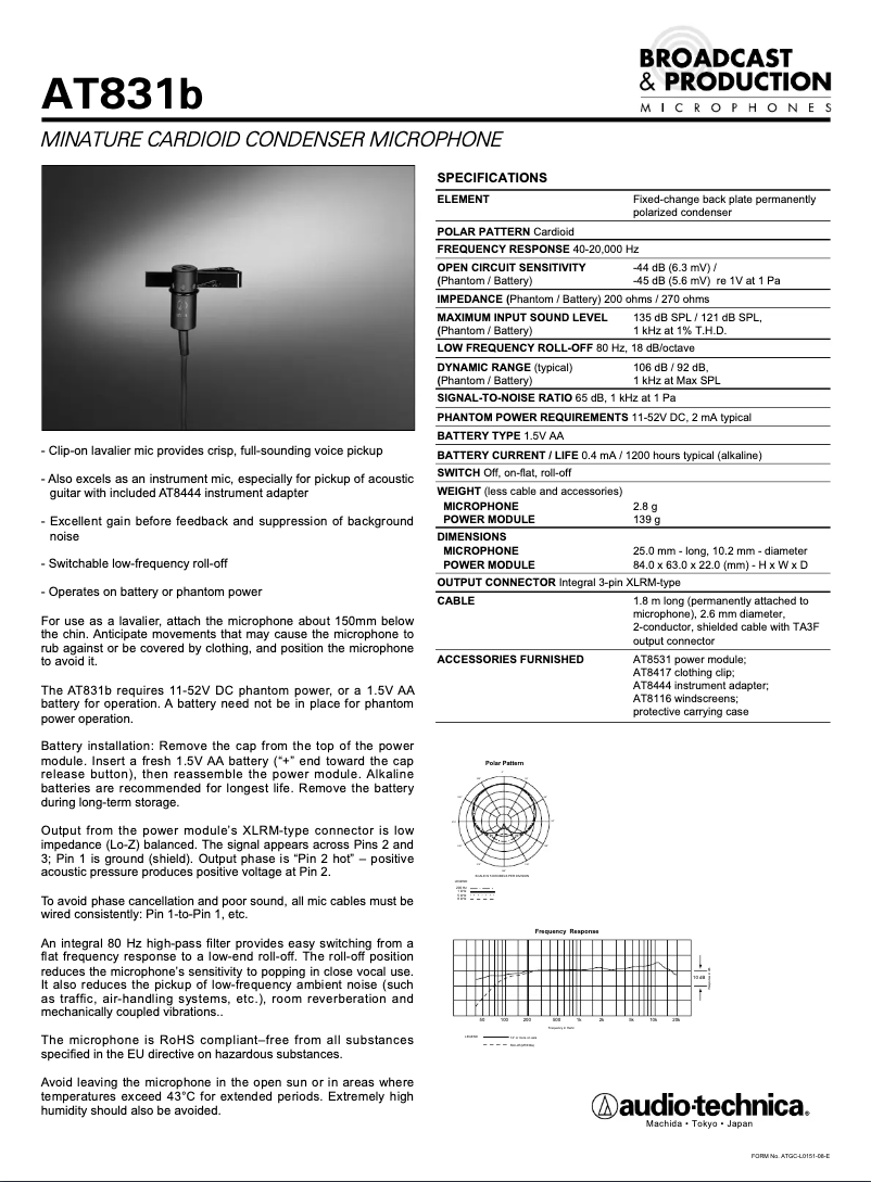 Image de la première page du manuel de l'appareil AT831b