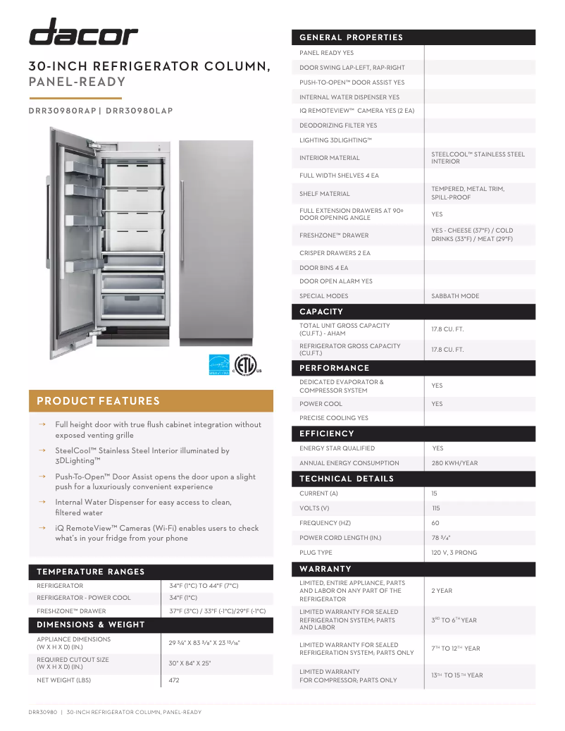 First page image of the manual for Modernist DRR30980RAP