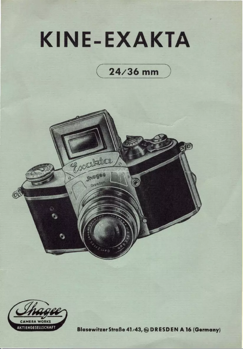 Page 1 of the manual User Manual Exakta Kine-Exacta