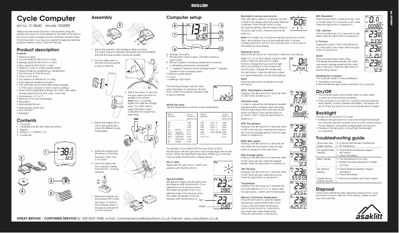 Page 1 of the manual User Manual Asaklitt 922089