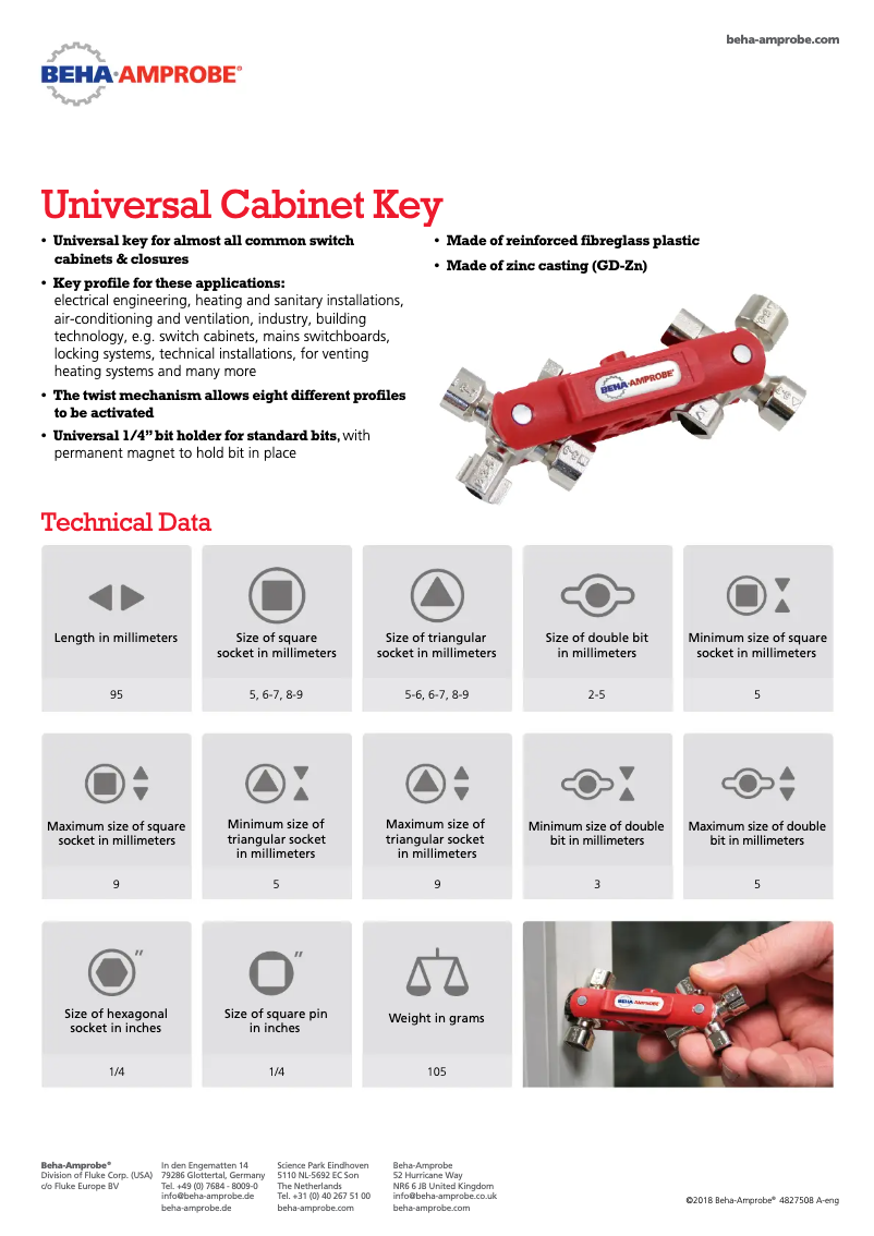 First page image of the manual for Universal Cabinet Key