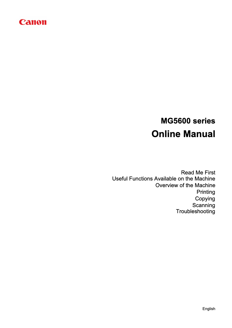 Page 1 of the manual User Manual Canon Pixma MG5620