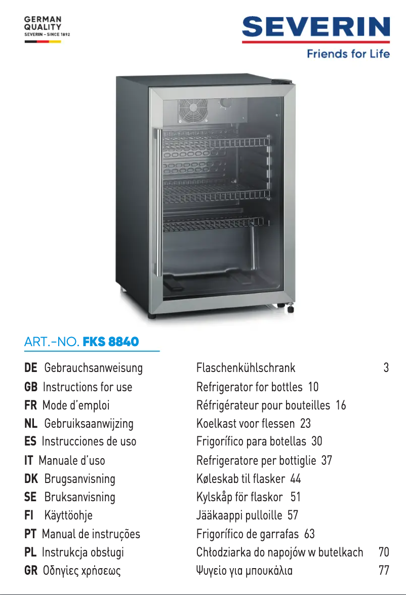 First page image of the manual for FKS 8840