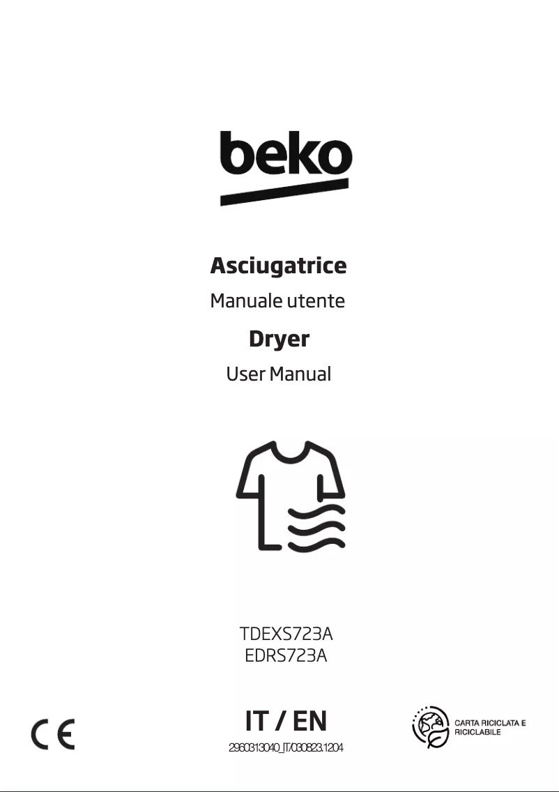 Page 1 of the manual User Manual Beko EDRS723A