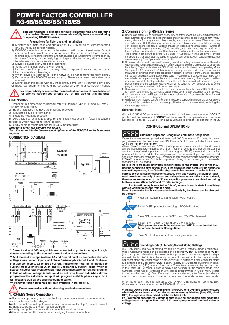First page image of the manual for RG-8BS-96