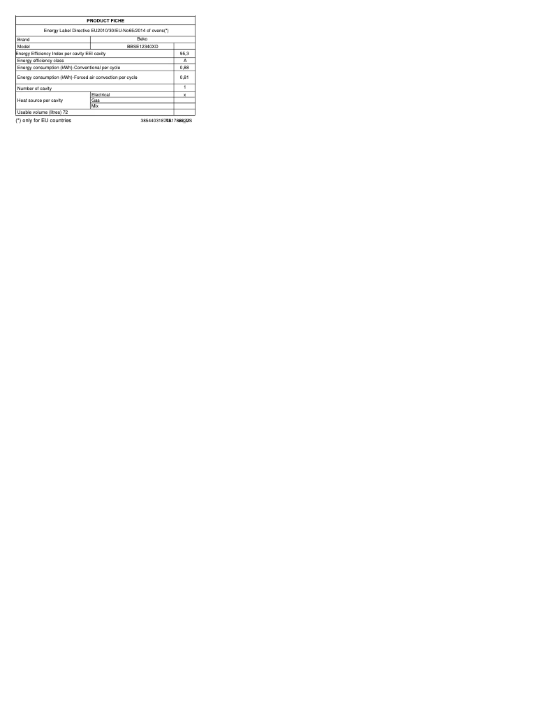 First page image of the manual for BBSE12340XD