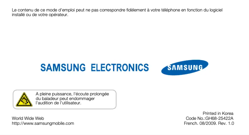 First page image of the manual for GT-S7350/I