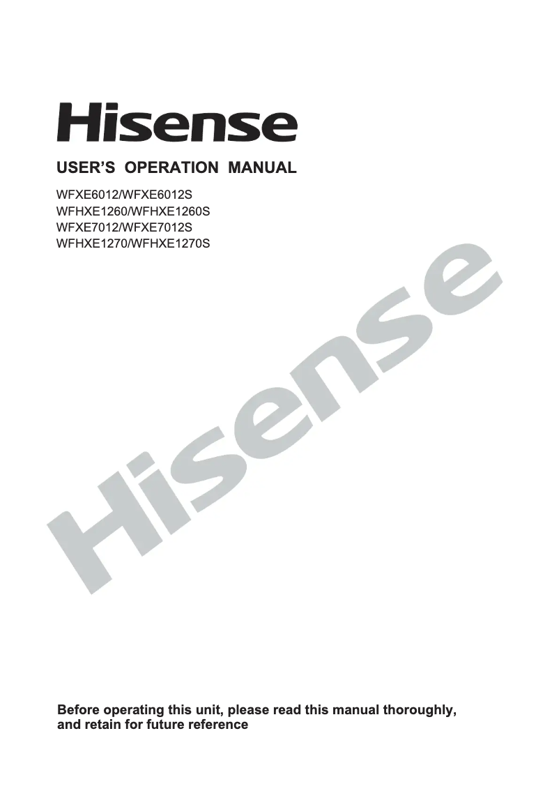 Page 1 of the manual User Manual Hisense WFXE7012S