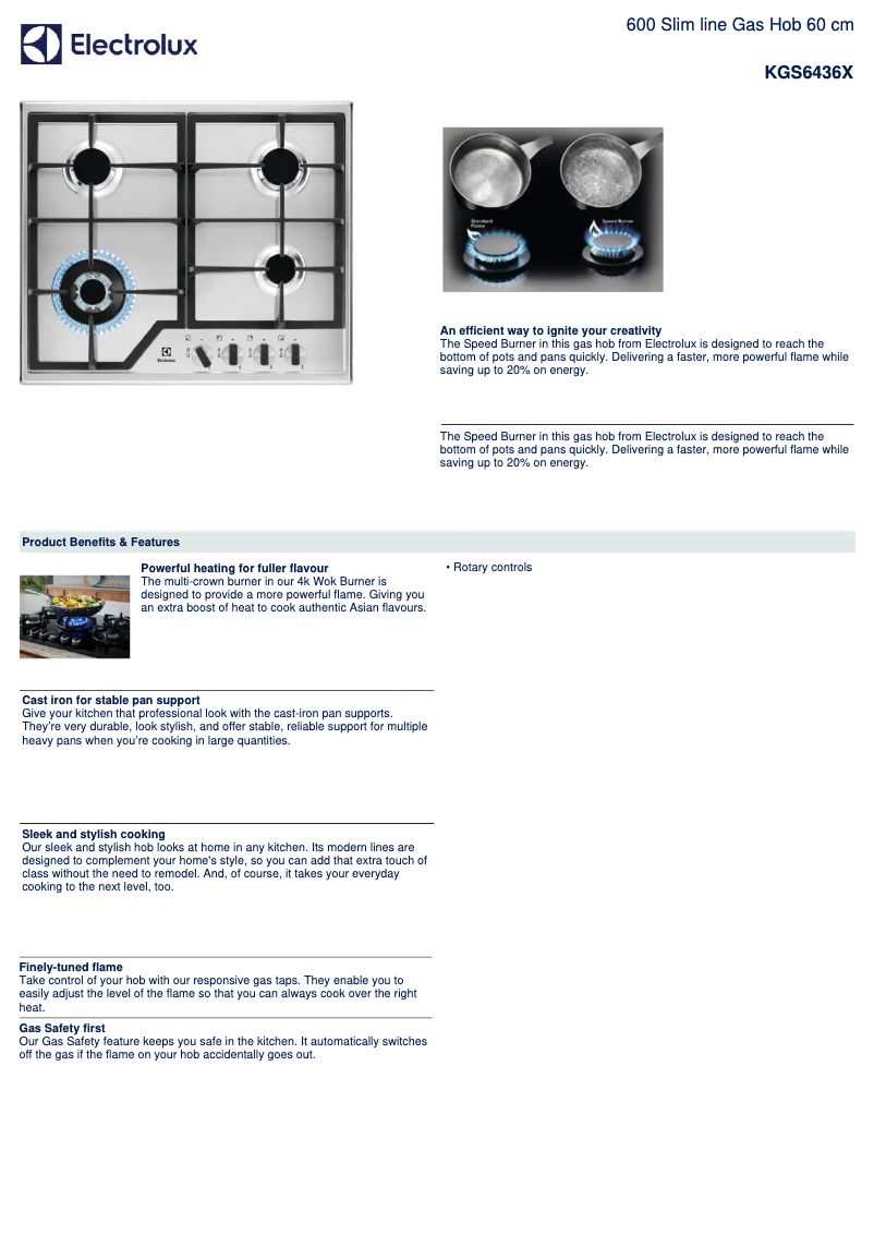 Page 1 of the manual Technical Sheet Electrolux KGS6436X
