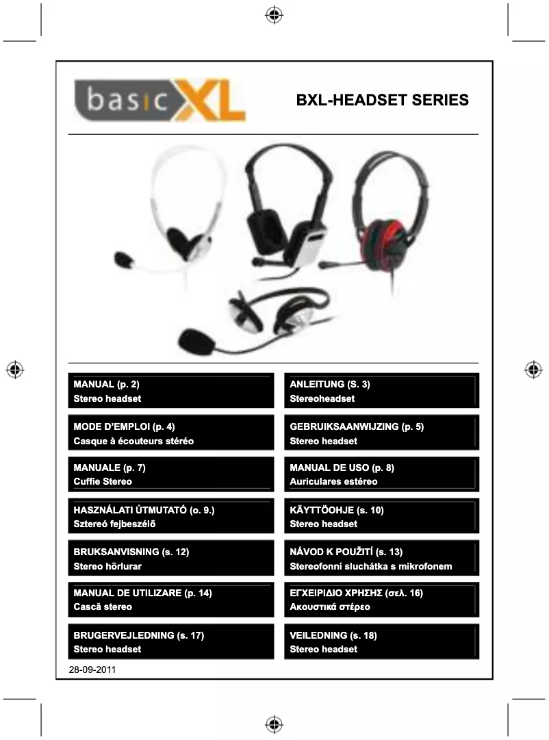 First page image of the manual for BXL-HEADSET1