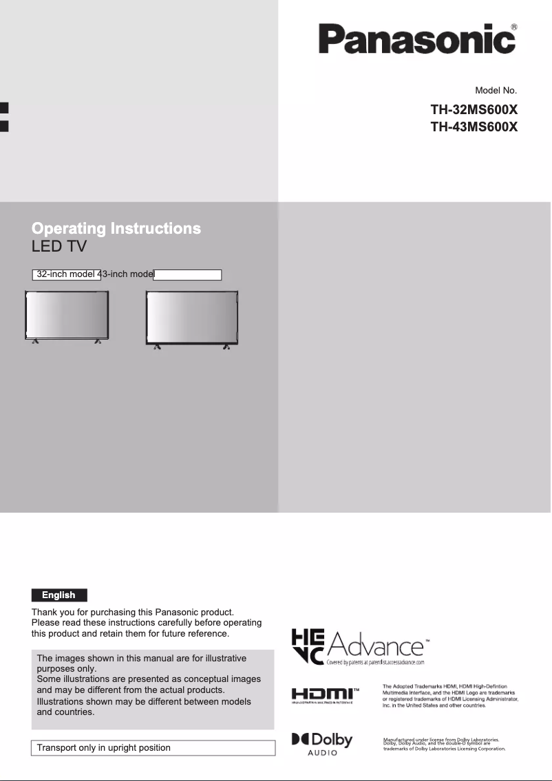 Page 1 of the manual User Manual Panasonic TH-43MS600X