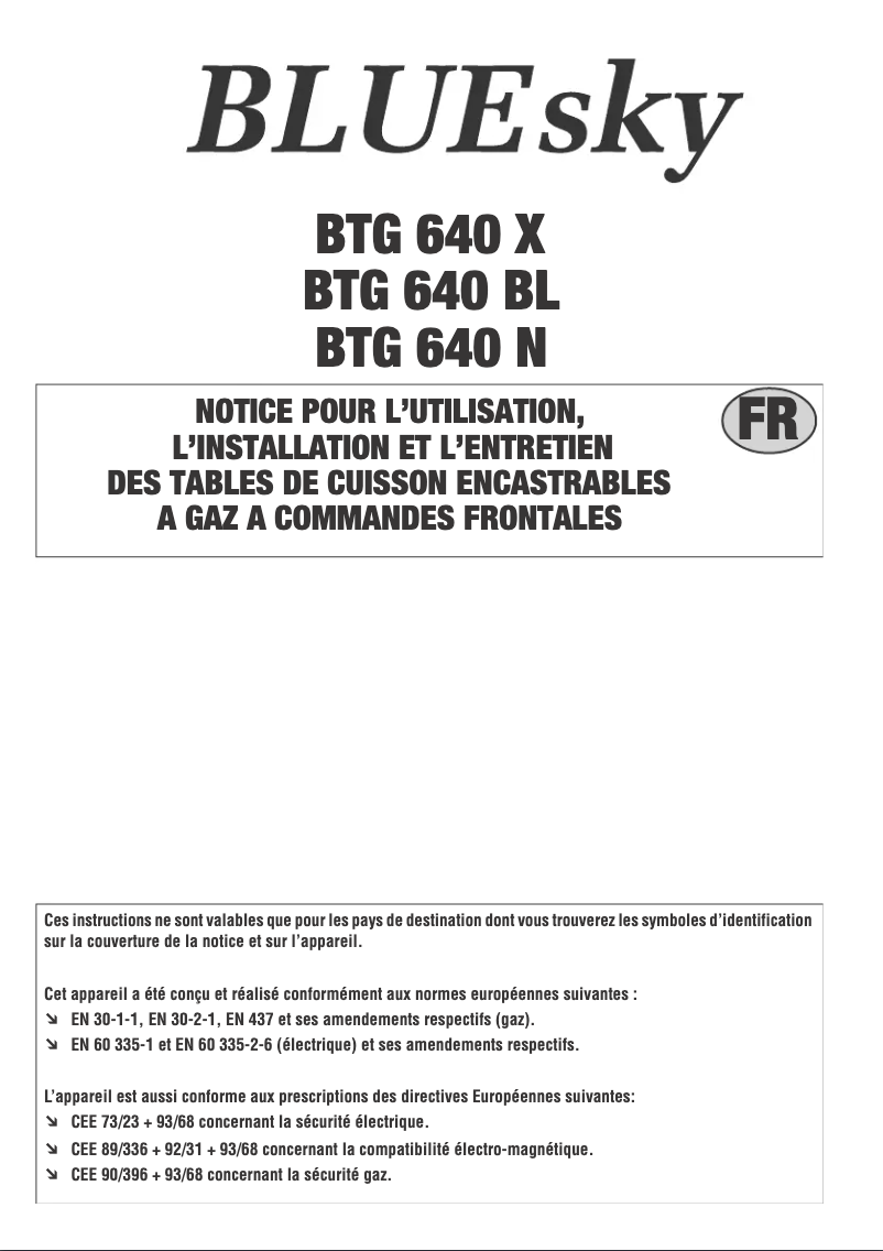 First page image of the manual for BTG 640 BL