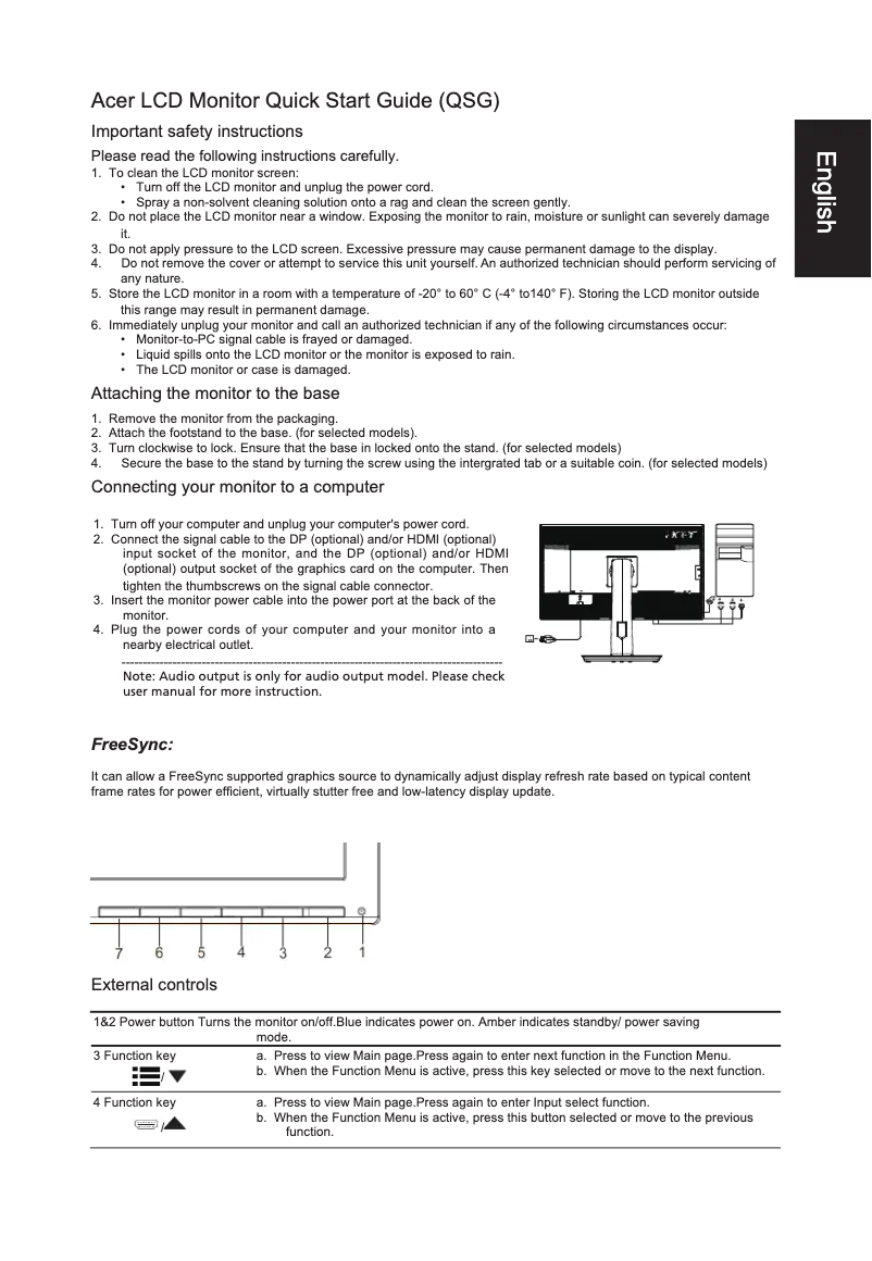 Page 1 of the manual Quick Start Guide Acer CB281HKA