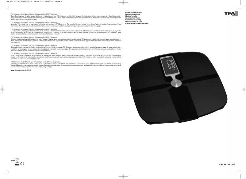 Page 1 of the manual User Manual TFA Samba 50.1002.01