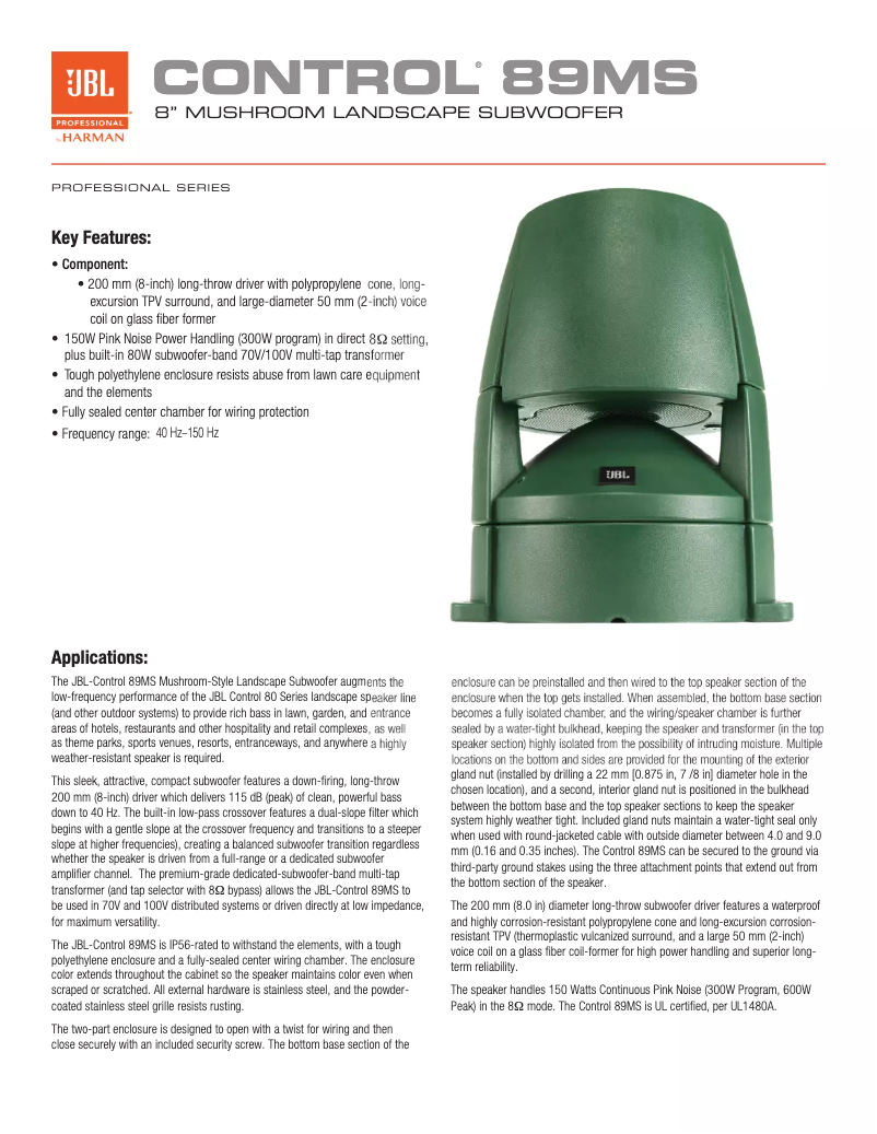 First page image of the manual for Control 89MS