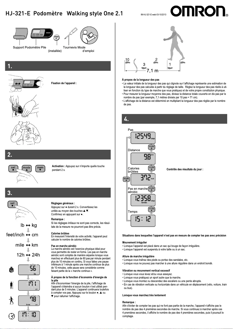 First page image of the manual for Walking Style One 2.1