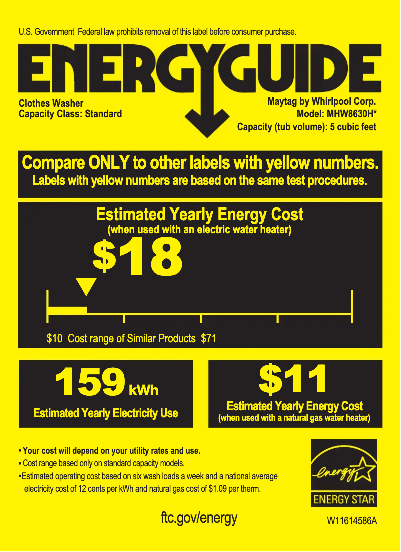 Page 1 of the manual Energy Label Maytag MHW8630HC