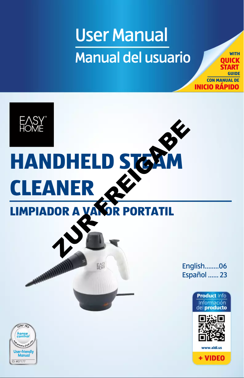 First page image of the manual for Hand Held Steam Cleaner 4133
