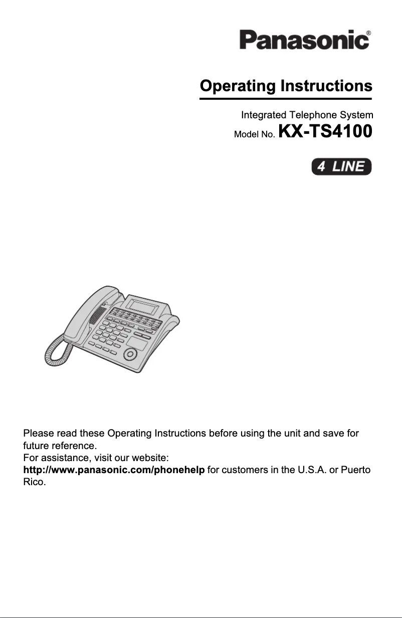 Image de la première page du manuel de l'appareil KX-TS4100B