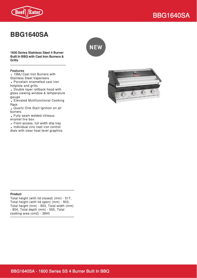 First page image of the manual for BBG1640SA