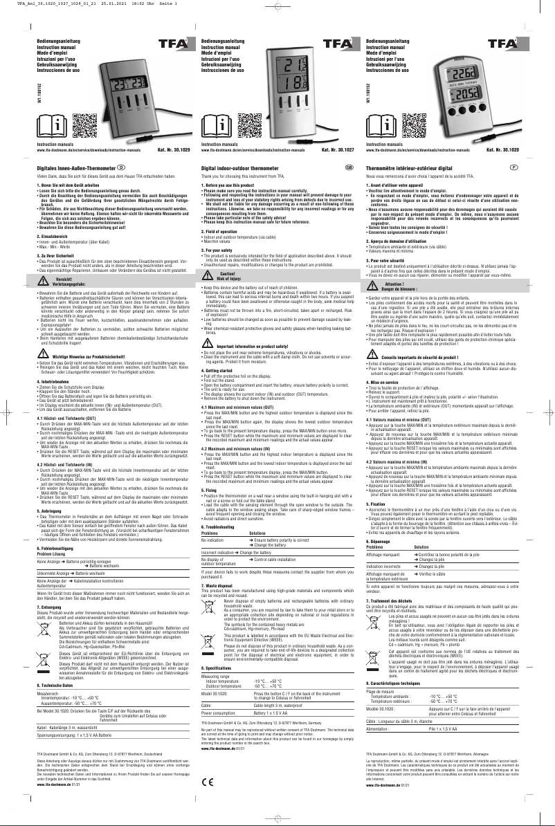 First page image of the manual for 30.1020