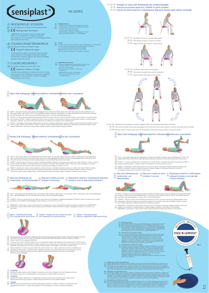 Page 1 of the manual User Manual Sensiplast IAN 292903