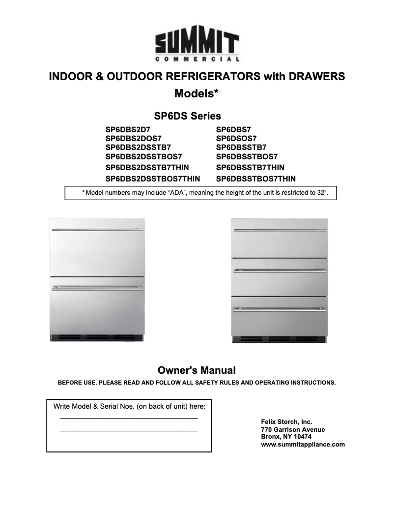 First page image of the manual for SP6DS7