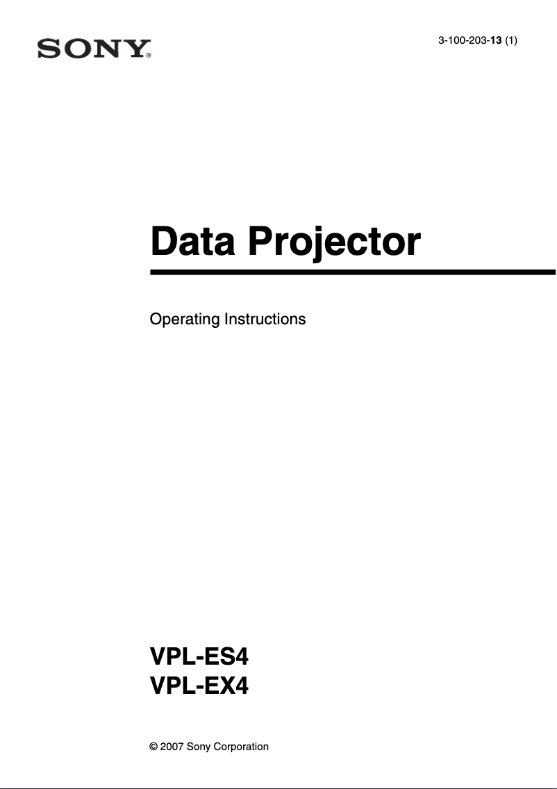 First page image of the manual for VPL-EX4