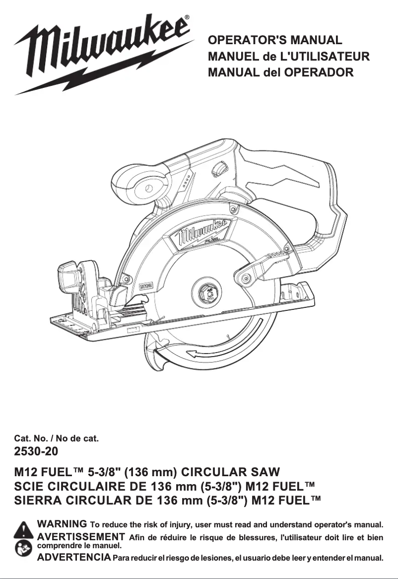 Page 1 of the manual User Manual Milwaukee M12 Fuel 2530-21