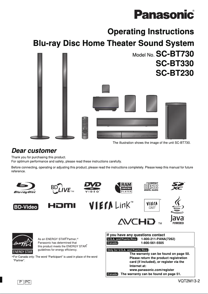 Page 1 of the manual User Manual Panasonic SC-BT730