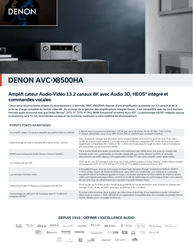 First page image of the manual for AVC-X8500HA