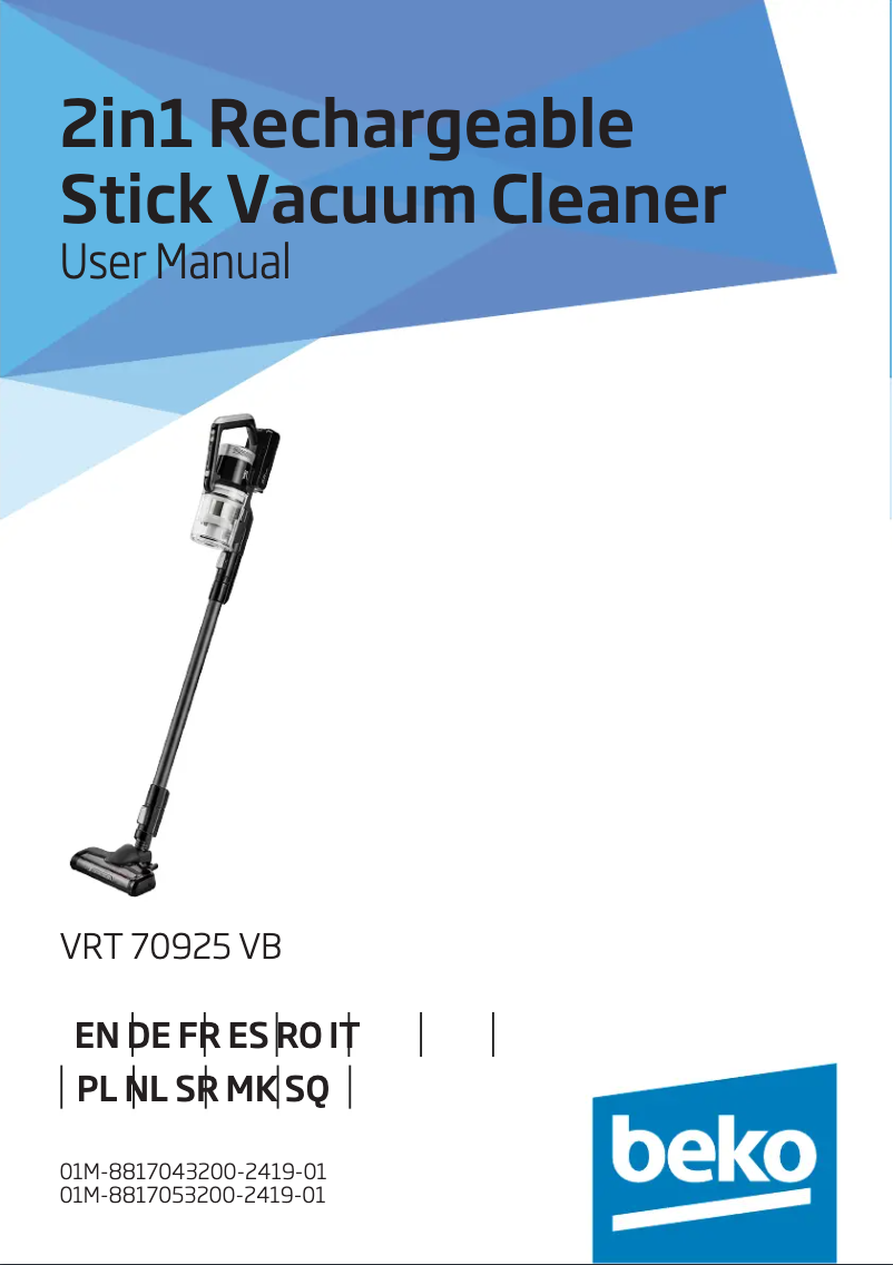 Page 1 of the manual User Manual Beko VRT70925VB