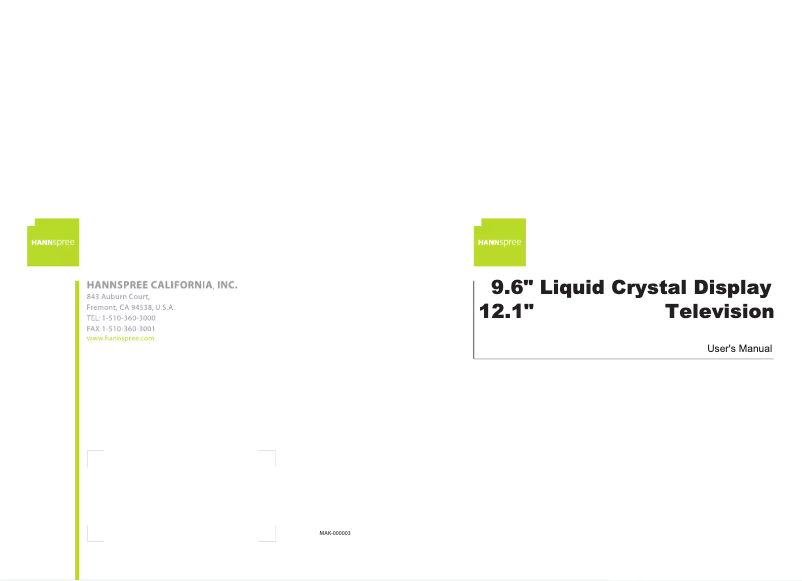 Page 1 of the manual User Manual Hannspree Fantasy K212-10U1-000