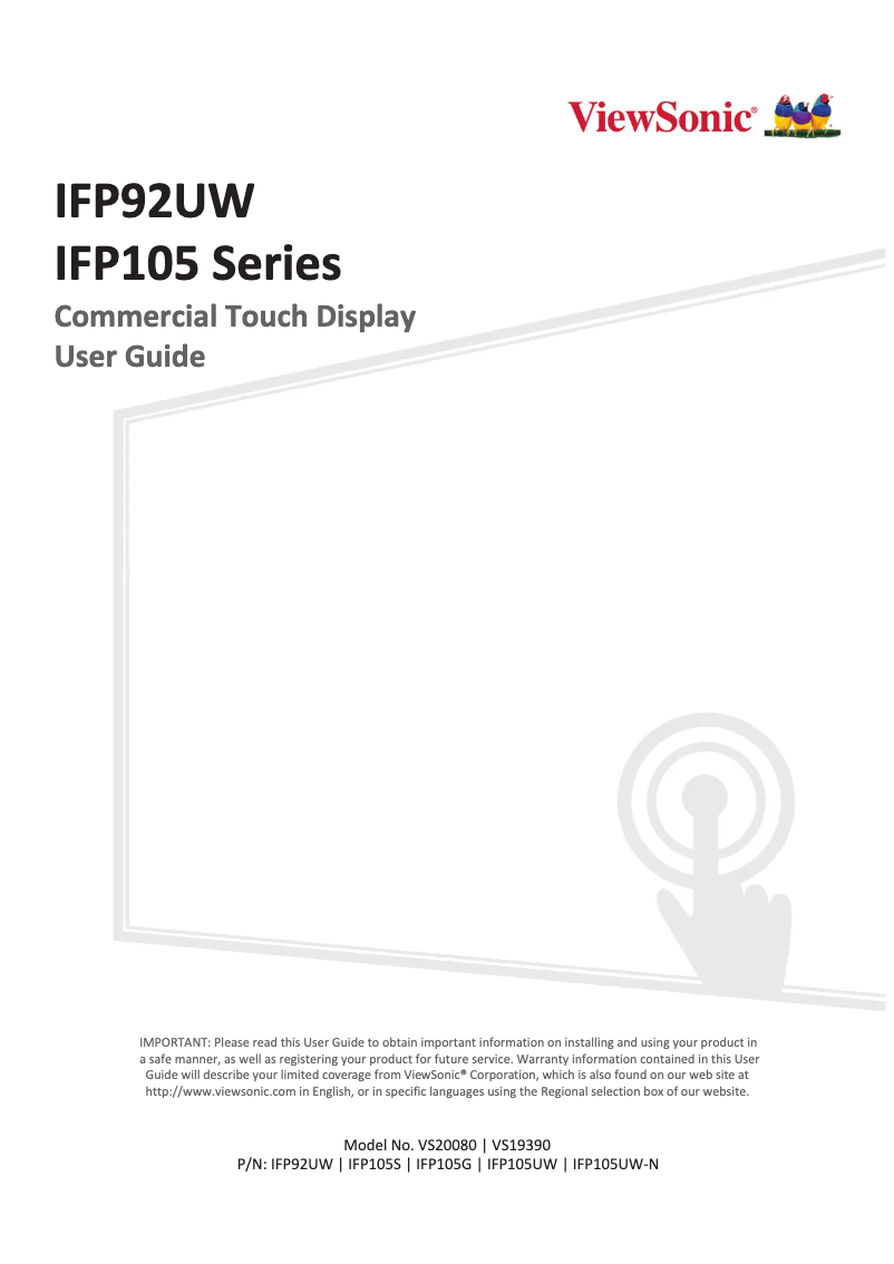 Page 1 de la notice Manuel utilisateur Viewsonic ViewBoard IFP105G