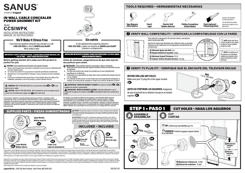 Page 1 of the manual User Manual Sanus CCSIWPK