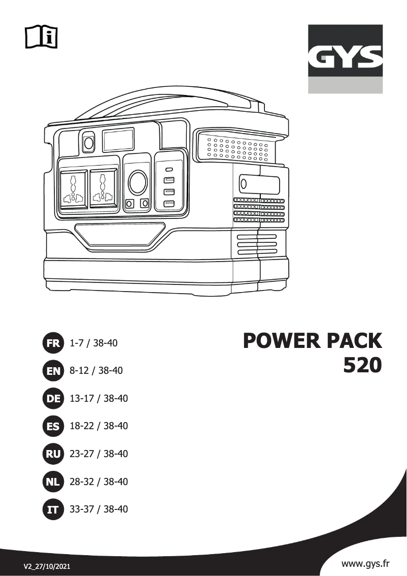 First page image of the manual for Power Pack 520