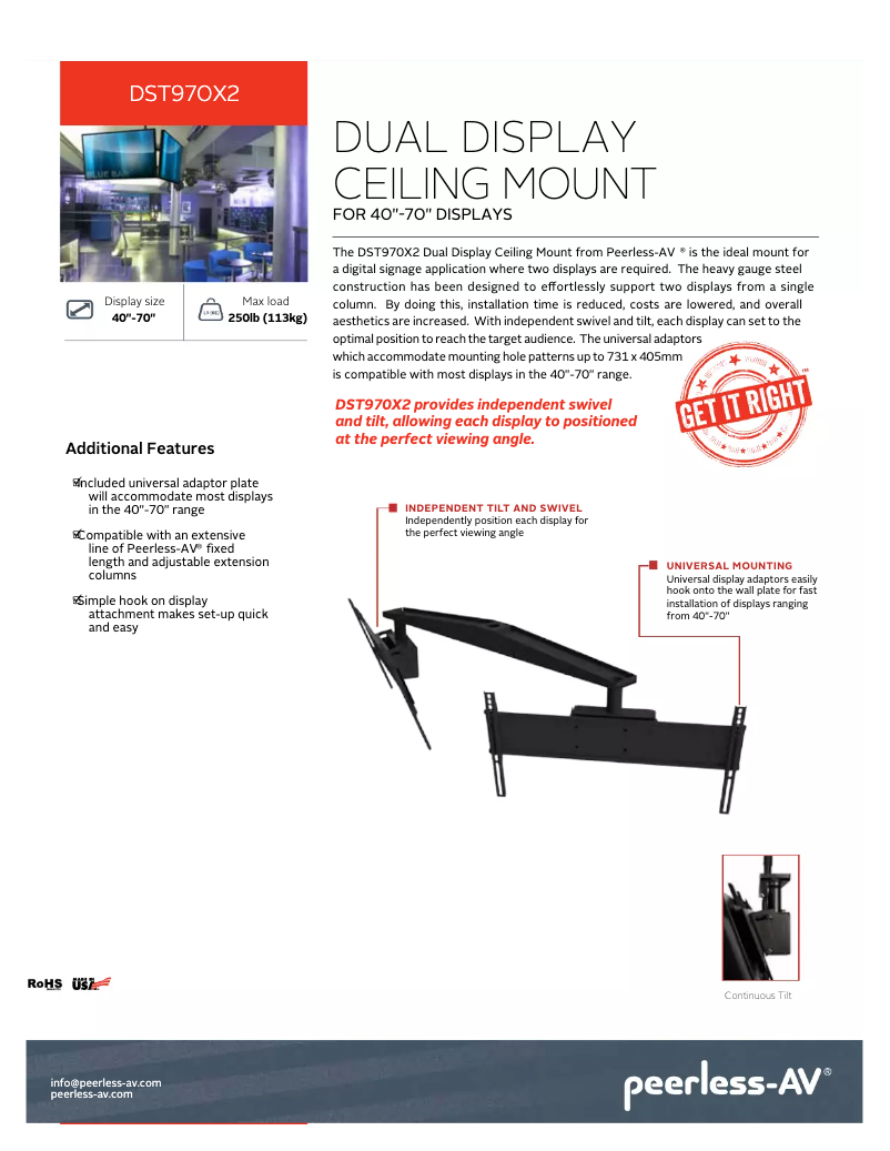 Page 1 of the manual Brochure Peerless-AV DST970X2